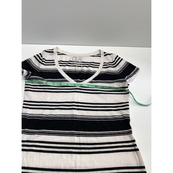 Garage T-shirt Small Womens Black and White Stripped T-Shirt with V-Neck - Picture 3 of 11